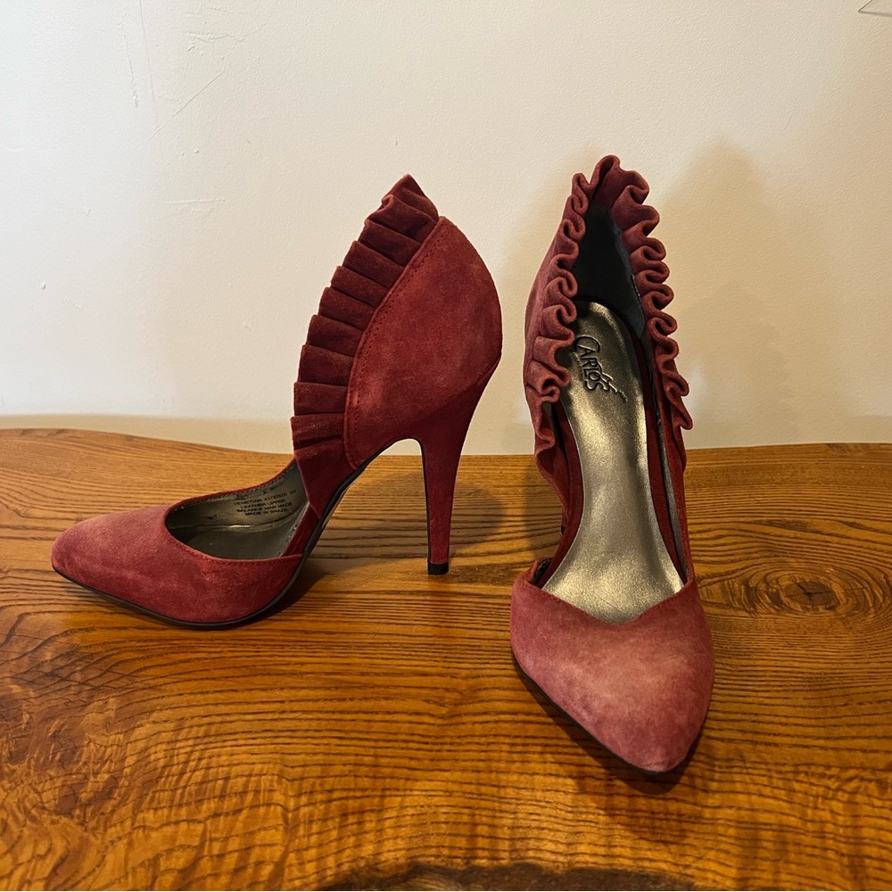 Guess Burgundy Ruffle Heels